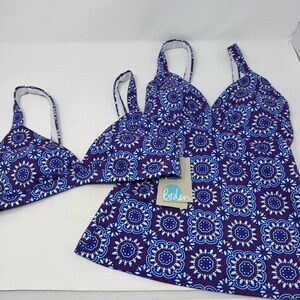 Boden NWT Set of 2 Bikini and Tankini Swim Tops Red White Blue Bathing Suit 8